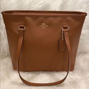 Coach CRSGR Zip Top Tote IM/Saddle F36632 BRN NEW